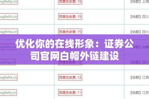 优化你的在线形象：证券公司官网白帽外链建设