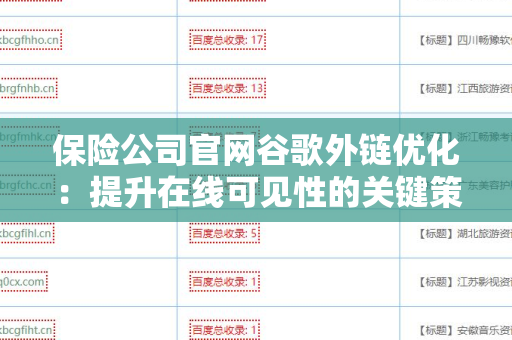 保险公司官网谷歌外链优化：提升在线可见性的关键策略