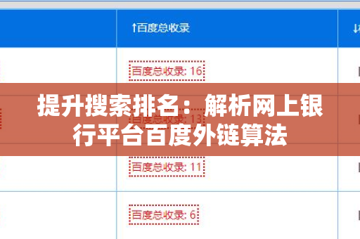 提升搜索排名：解析网上银行平台百度外链算法