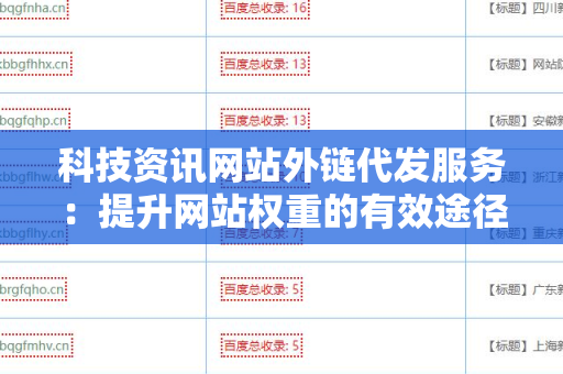 科技资讯网站外链代发服务：提升网站权重的有效途径