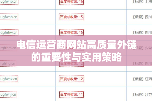 电信运营商网站高质量外链的重要性与实用策略