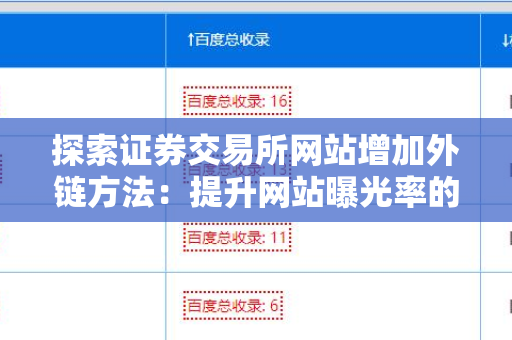 探索证券交易所网站增加外链方法：提升网站曝光率的策略