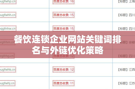 餐饮连锁企业网站关键词排名与外链优化策略