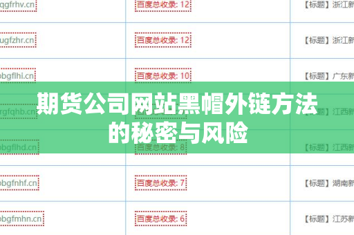 期货公司网站黑帽外链方法的秘密与风险