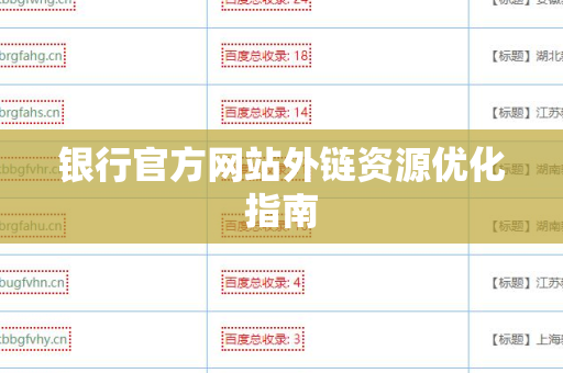 银行官方网站外链资源优化指南