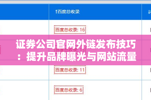 证券公司官网外链发布技巧：提升品牌曝光与网站流量