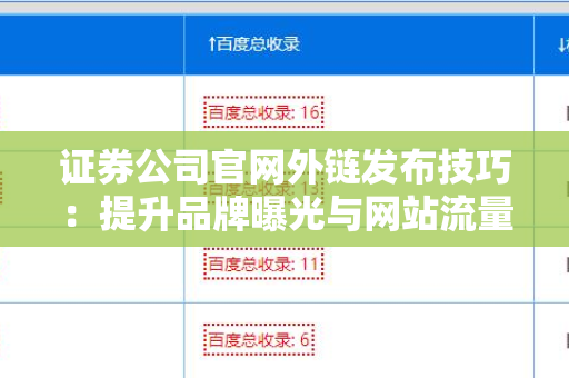 证券公司官网外链发布技巧：提升品牌曝光与网站流量