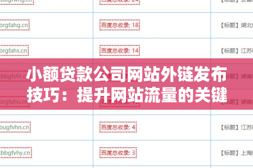 小额贷款公司网站外链发布技巧：提升网站流量的关键策略