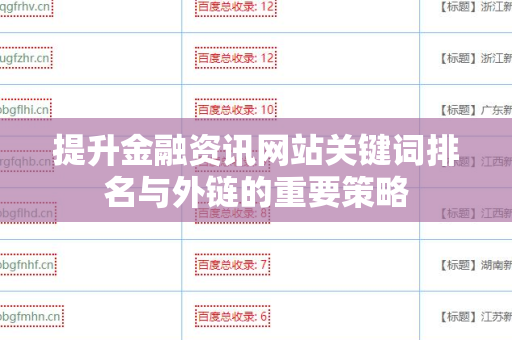 提升金融资讯网站关键词排名与外链的重要策略