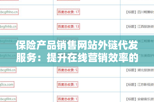 保险产品销售网站外链代发服务：提升在线营销效率的关键