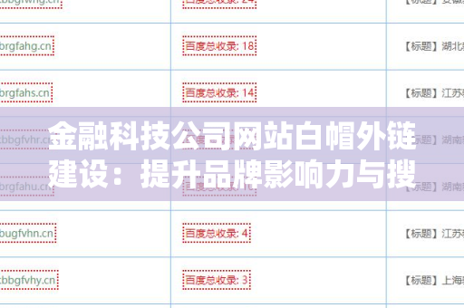 金融科技公司网站白帽外链建设：提升品牌影响力与搜索引擎排名的有效策略