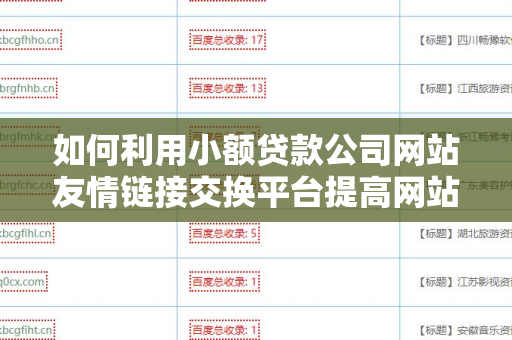 如何利用小额贷款公司网站友情链接交换平台提高网站流量？