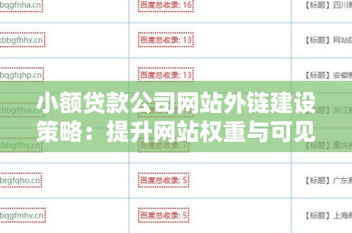 小额贷款公司网站外链建设策略：提升网站权重与可见性的有效方法