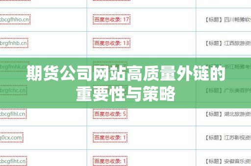 期货公司网站高质量外链的重要性与策略