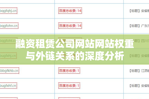 融资租赁公司网站网站权重与外链关系的深度分析