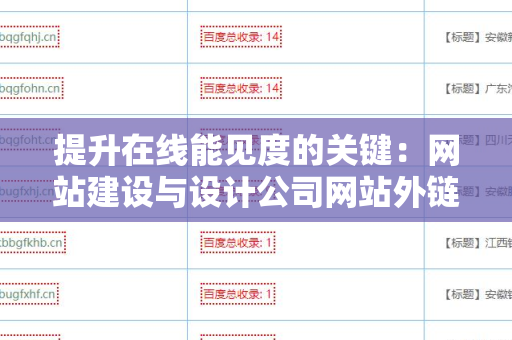 提升在线能见度的关键：网站建设与设计公司网站外链建设策略
