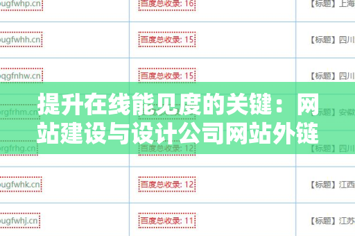提升在线能见度的关键：网站建设与设计公司网站外链建设策略