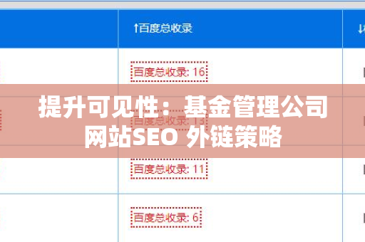 提升可见性：基金管理公司网站SEO 外链策略