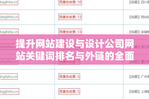 提升网站建设与设计公司网站关键词排名与外链的全面指南