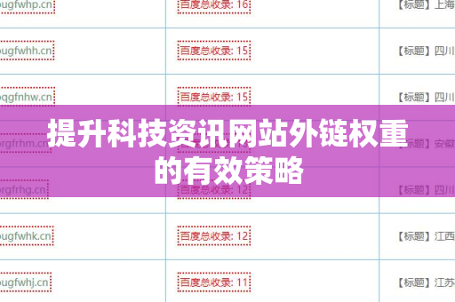 提升科技资讯网站外链权重的有效策略