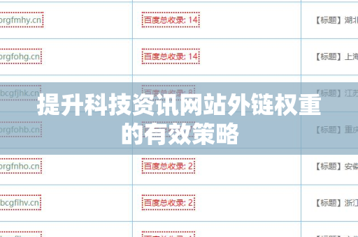提升科技资讯网站外链权重的有效策略
