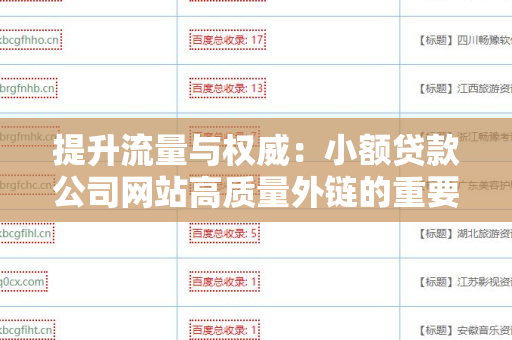提升流量与权威：小额贷款公司网站高质量外链的重要性