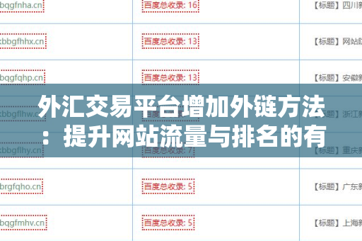 外汇交易平台增加外链方法：提升网站流量与排名的有效策略