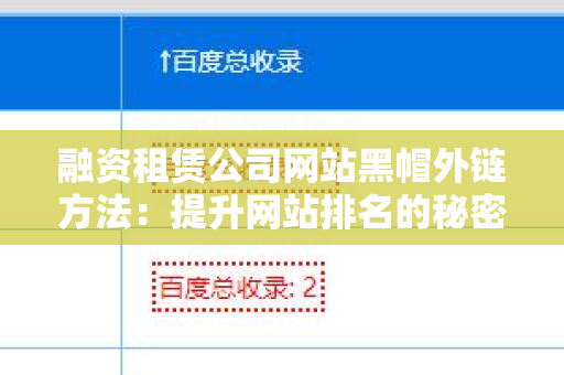 融资租赁公司网站黑帽外链方法：提升网站排名的秘密武器
