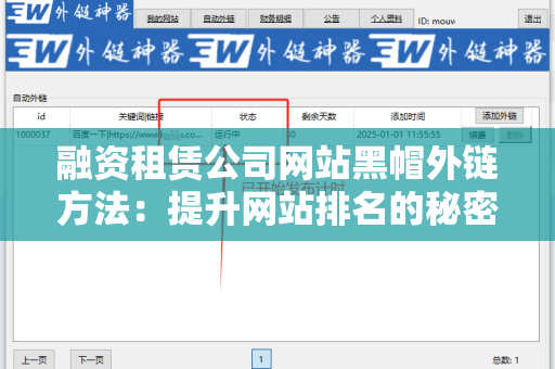 融资租赁公司网站黑帽外链方法：提升网站排名的秘密武器