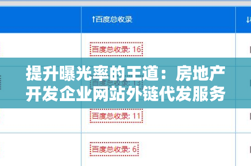 提升曝光率的王道：房地产开发企业网站外链代发服务