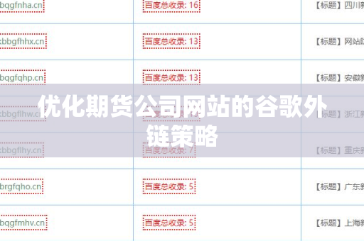 优化期货公司网站的谷歌外链策略
