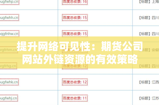 提升网络可见性：期货公司网站外链资源的有效策略