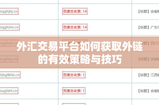 外汇交易平台如何获取外链的有效策略与技巧