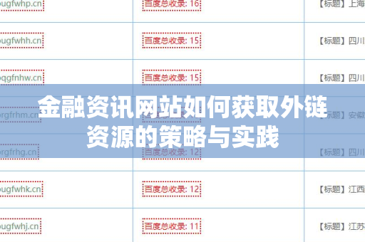 金融资讯网站如何获取外链资源的策略与实践