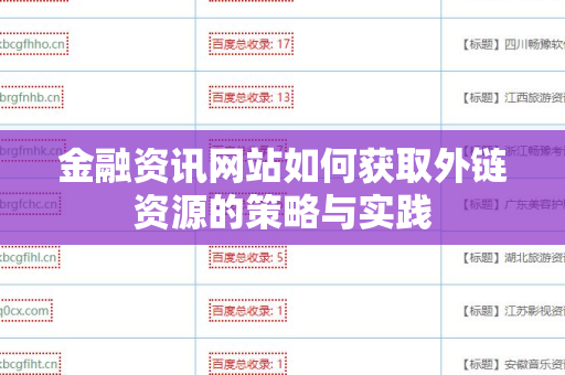 金融资讯网站如何获取外链资源的策略与实践