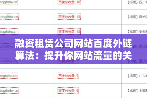 融资租赁公司网站百度外链算法：提升你网站流量的关键因素