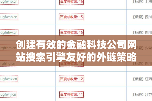 创建有效的金融科技公司网站搜索引擎友好的外链策略