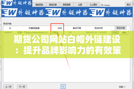 期货公司网站白帽外链建设：提升品牌影响力的有效策略