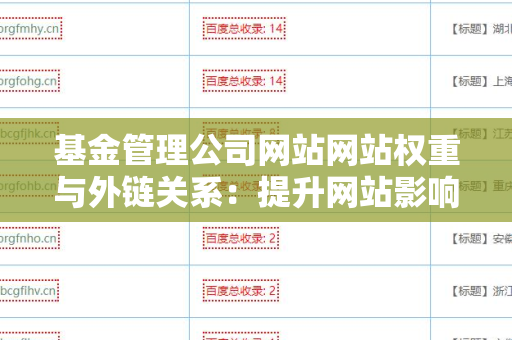 基金管理公司网站网站权重与外链关系：提升网站影响力的关键因素