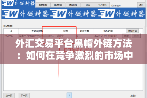 外汇交易平台黑帽外链方法：如何在竞争激烈的市场中脱颖而出