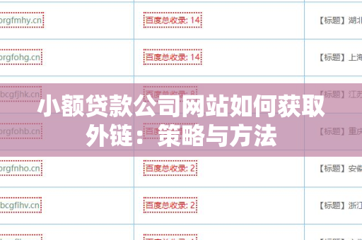 小额贷款公司网站如何获取外链：策略与方法