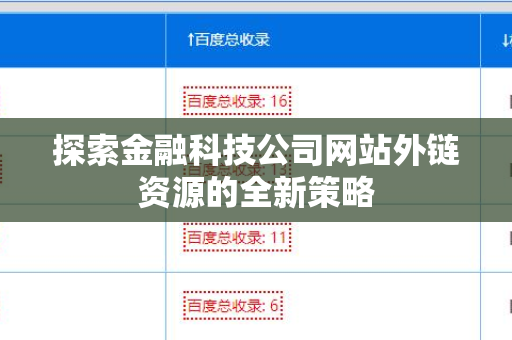 探索金融科技公司网站外链资源的全新策略