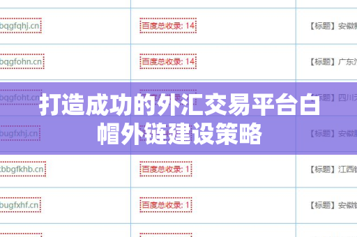 打造成功的外汇交易平台白帽外链建设策略