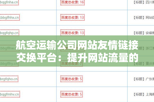 航空运输公司网站友情链接交换平台：提升网站流量的利器
