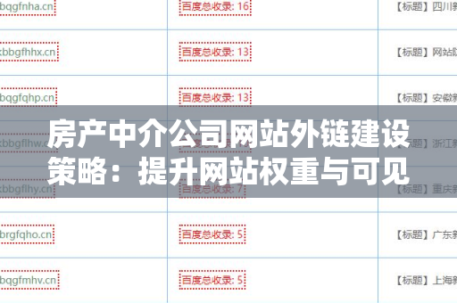 房产中介公司网站外链建设策略：提升网站权重与可见性