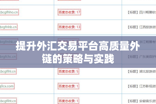 提升外汇交易平台高质量外链的策略与实践