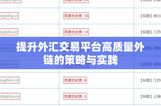 提升外汇交易平台高质量外链的策略与实践