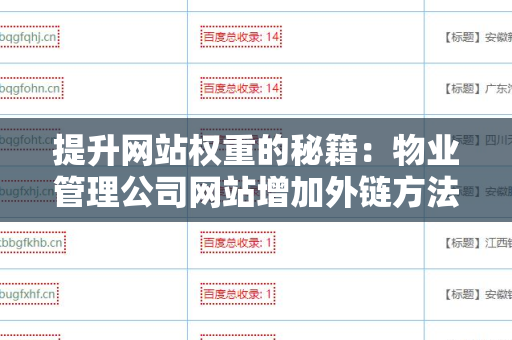 提升网站权重的秘籍：物业管理公司网站增加外链方法