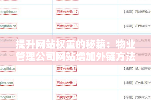 提升网站权重的秘籍：物业管理公司网站增加外链方法