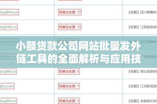 小额贷款公司网站批量发外链工具的全面解析与应用技巧